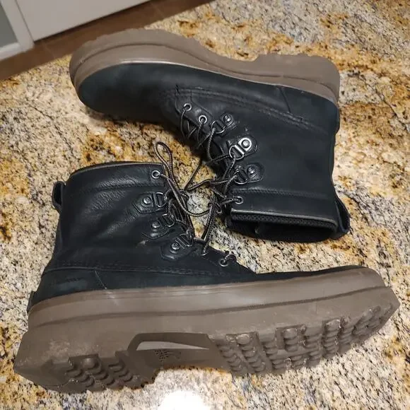 Sorel Caribou Street Waterproof Boots Black Brown Leather Lace Up Men's Sz 12